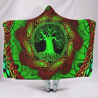 Green Tree Of Life Knot Tattoo Norse Viking Yggdrasil Mythology Print Hooded Blankets Colorful Soft Hoodie Cape