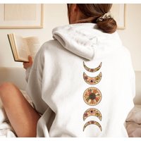 Trendy Moon Phases Hoodie, Oversized Sweatshirt