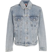Jacket Jeans Running Man Dog Denim Trucker Jacket Light Wash Blue Jacket Jeans Running Man Dog Denim Trucker Jacket Light Wash Blue