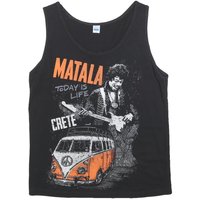 Mens Black Cotton Blend Graphic Vest M Sleeveless Round Neck Matala Crete