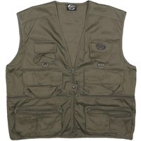 STUCKI FISHING Mens Green Cotton Blend Fishing Jacket Zip Utility Vest