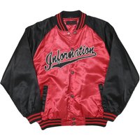 WIZ Mens Red & Black Bomber Jacket L Polyester Blend Plain Button Closure Retro WIZ Mens Red & Black Bomber Jacket L Polyester Blend Plain Button Closure Retro
