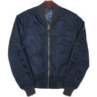 ALPHA INDTRIES Mens Navy Blue Bomber Jacket S Polyester Blend Plain Zip ALPHA INDTRIES Mens Navy Blue Bomber Jacket S Polyester Blend Plain Zip