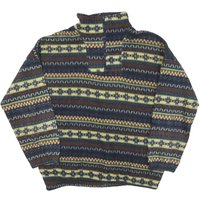 OCEANIC Mens Blue Yellow Patterned Polyester Blend Jumper Zip Winter OCEANIC Mens Blue Yellow Patterned Polyester Blend Jumper Zip Winter