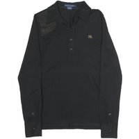 RALPH LAUREN Mens Black Long Sleeve Plain Polo Shirt L Cotton Classic Fit