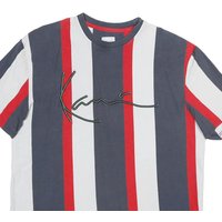KARL KANI Mens Blue & Red & White Graphic Shirt L Short Sleeve Crew Neck