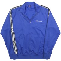 CHAMPION Mens Blue Zip Jacket L Polyester Logo Stripe Track Sportswear CHAMPION Mens Blue Zip Jacket L Polyester Logo Stripe Track Sportswear