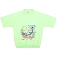 STARLIGHTS Mens Light Green Beach Club Short Sleeve Printed Polo Shirt L Relaxed