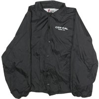 CARDINAL Mens Black Nylon Button Jacket L Plain Casual Lightweight Windbreaker