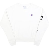 CHAMPION REVERSE WEAVE Mens White Crew Neck Sweatshirt Champion Sleeve Logo