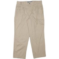 DOCKERS Mens Beige Cotton Blend Relaxed Straight Trousers W L Casual