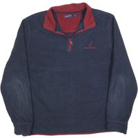 NAUTICA Mens Blue & Red Patterned Pullover Quarter Zip Jumper Polyester NAUTICA Mens Blue & Red Patterned Pullover Quarter Zip Jumper Polyester