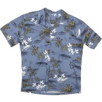 Mens Blue Hawaiian Style M Cotton Blend Shirt Tropical Print Relaxed Fit