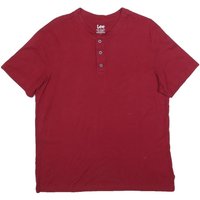 LEE Mens Red Henley Shirt L Short Sleeve Crew Neck Cotton Blend Casual LEE Mens Red Henley Shirt L Short Sleeve Crew Neck Cotton Blend Casual