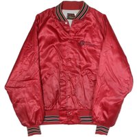 PLA-JACK Mens Red Bomber Jacket Polyester Plain Button Closure