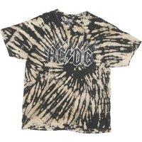 AC DC Mens Black & Beige Tie Dye Graphic Shirt L Short Sleeve Crew Neck Rock