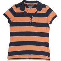 TOMMY HILFIGER Mens Navy & Orange Stripe Short Sleeve Polo Shirt L Cotton