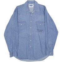 BEST IN TOWN Mens Blue Denim Cotton Shirt M Embroidered Cow Graphic BEST IN TOWN Mens Blue Denim Cotton Shirt M Embroidered Cow Graphic