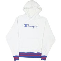 CHAMPION Mens White Blue & Red Hoodie M Cotton Blend Pullover Hooded Sweatshirt CHAMPION Mens White Blue & Red Hoodie M Cotton Blend Pullover Hooded Sweatshirt