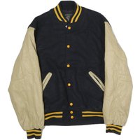 HOLLOWAY Mens Black & Beige United States Navy Bomber Jacket Cotton Blend