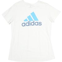 ADIDAS Mens White Light Blue Logo Graphic Shirt L Short Sleeve Crew Neck