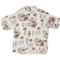 Mens Cream Hawaiian Print Cotton Blend Shirt Summer Holiday Style Casual Mens Cream Hawaiian Print Cotton Blend Shirt Summer Holiday Style Casual