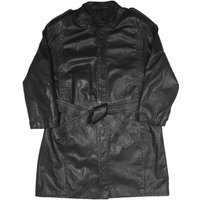 Mens Black Faux Leather Button Jacket L Classic Plain Long Sleeve Belted Mens Black Faux Leather Button Jacket L Classic Plain Long Sleeve Belted