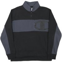 CHAMPION Mens Black & Grey Quarter Zip Sweatshirt M Cotton Blend Pullover