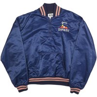 C&L Mens Blue Nylon Baseball Softball Jacket Polyester Button Bomber