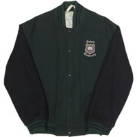 OXFORD UNIVERSITY Mens Green & Black Bomber Jacket Wool Blend Plain Casual OXFORD UNIVERSITY Mens Green & Black Bomber Jacket Wool Blend Plain Casual