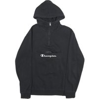 CHAMPION Mens Black Pullover Hoodie S Cotton Blend Zip Pocket Logo CHAMPION Mens Black Pullover Hoodie S Cotton Blend Zip Pocket Logo
