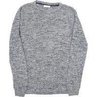 SELECTED HOMME Mens Grey Patterned Cotton Blend Jumper Crew Neck M Casual