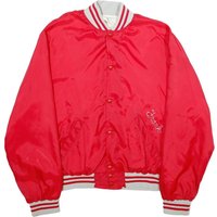 HOLLOWAY Mens Red & White Varsity Jacket Nylon Button Bomber Classic Casual HOLLOWAY Mens Red & White Varsity Jacket Nylon Button Bomber Classic Casual