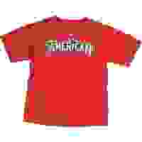MAJESTIC Mens Red American Graphic Shirt L Short Sleeve Crew Neck Sporty