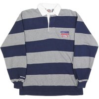 BARBARIAN Mens Grey & Navy Blue Rugby Stripe Long Sleeve Polo Shirt L Cotton BARBARIAN Mens Grey & Navy Blue Rugby Stripe Long Sleeve Polo Shirt L Cotton