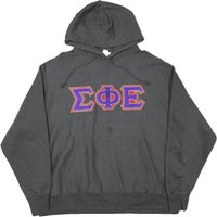 CHAMPION Mens Grey Hoodie Embroidered Greek Letters Pullover Sweatshirt CHAMPION Mens Grey Hoodie Embroidered Greek Letters Pullover Sweatshirt