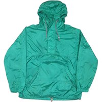EDDIE BAUER Mens Green Nylon Windbreaker L Jacket Plain Zip Hooded Casual