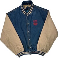 Rio Creek Feed Mill Tri-Mountain Varsity Jacket – Beige Cotton