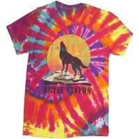 BODY RAGS Mens Multicolour Tie Dye Wolf Graphic Shirt S Short Sleeve Crew Neck