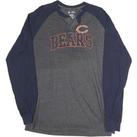 NFL Mens Grey & Blue Chicago Bears Long Sleeve Henley Shirt L Cotton