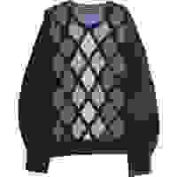 NAUTICA Mens Patterned Jumper Black Argyle Crew Neck Tight Knit