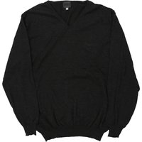 Versace V-neck Jumper – Medium Black Merino Wool Blend
