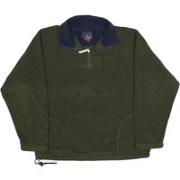 ROUNDY RIDGE Mens Green Navy Polyester Plain Zip Pullover Jumper M Outdoor