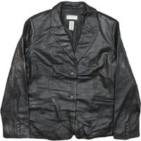 COVINGTON Mens Black Leather Blazer Jacket L Button Closure Plain Classic COVINGTON Mens Black Leather Blazer Jacket L Button Closure Plain Classic