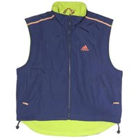 ADIDAS Mens Blue & Neon Green Sleeveless Track Jacket S Polyester Blend Zip