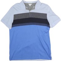 CALVIN KLEIN Mens Blue & Grey Short Sleeve Striped Polo Shirt M Cotton Casual