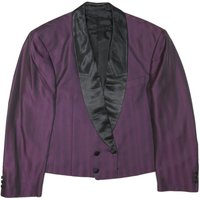 Mens Purple & Black Satin Collar Button Jacket M Polyester Blend Tailored Formal