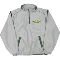 Mens Grey & Green Oregon Ducks Track Zip Jacket Polyester Blend Plain Sport