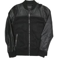 GUESS Mens Black Bomber Jacket S Polyester Blend Textured Zip Fastening GUESS Mens Black Bomber Jacket S Polyester Blend Textured Zip Fastening