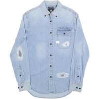 G-STAR Mens Blue Denim Slim Fit Shirt S Distressed Cotton Casual Long Sleeve
